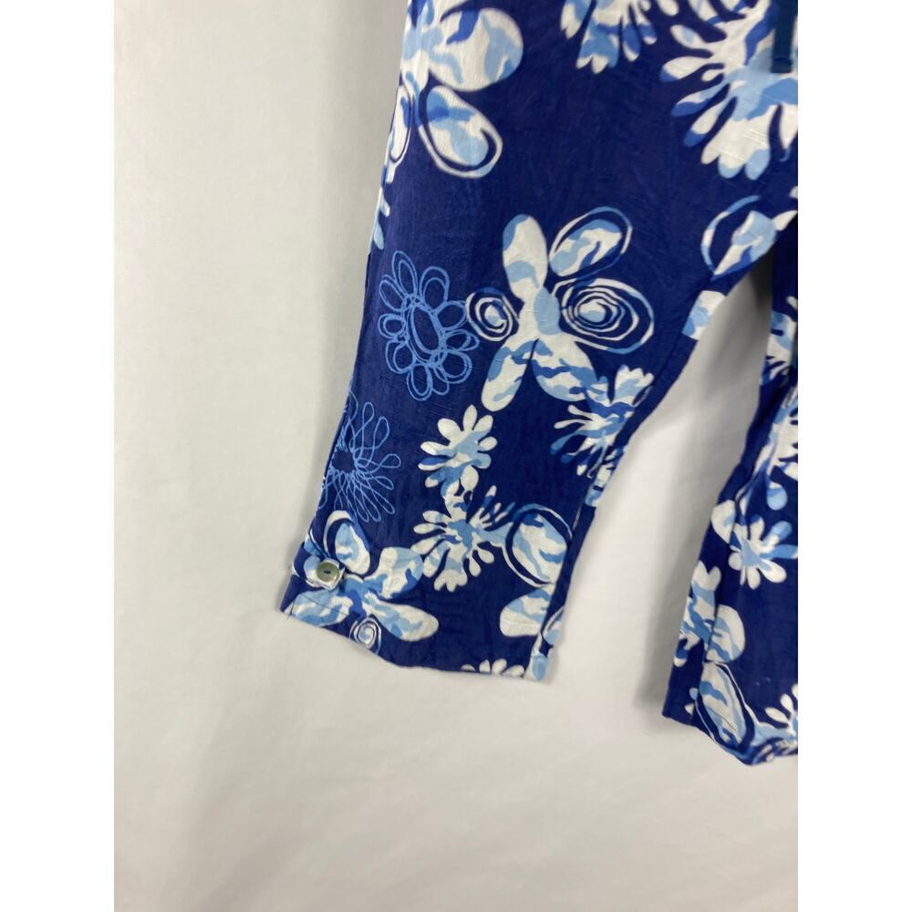 Erin London Linen Blend Floral Print Tie Waist Crop Pant Size Medium - Picture 2 of 4